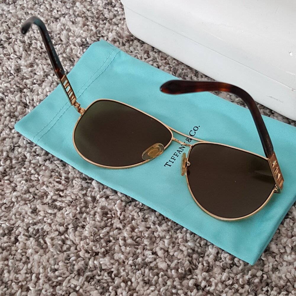 Tiffany & Co. 18K GOLD PLATED Atlas Aviator Pilot Sunglasses Mirror Roman Numer - Picture 16 of 17